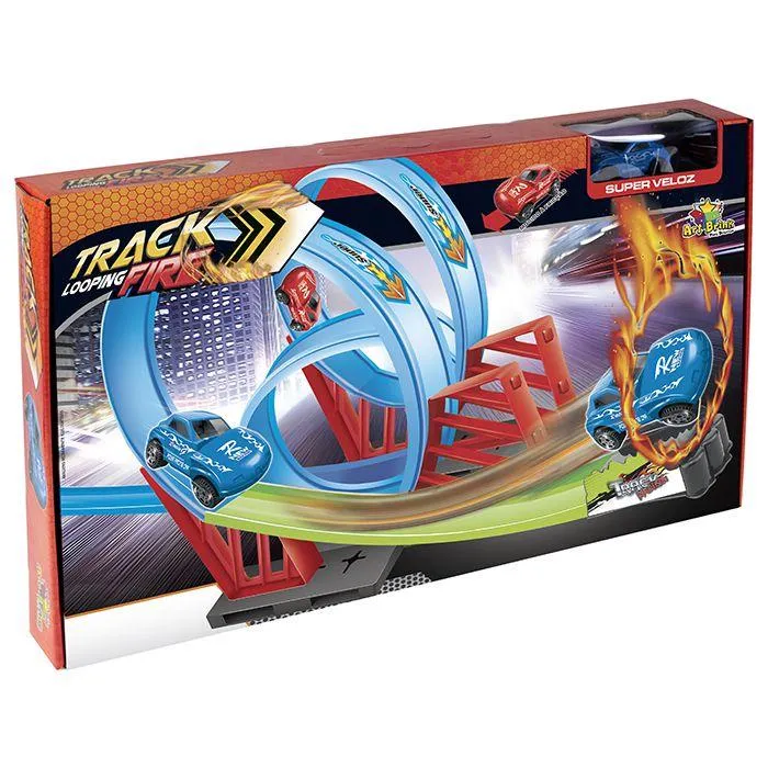 Pista de Carrinho Duplo Looping 360 Track Fire com Carrinho